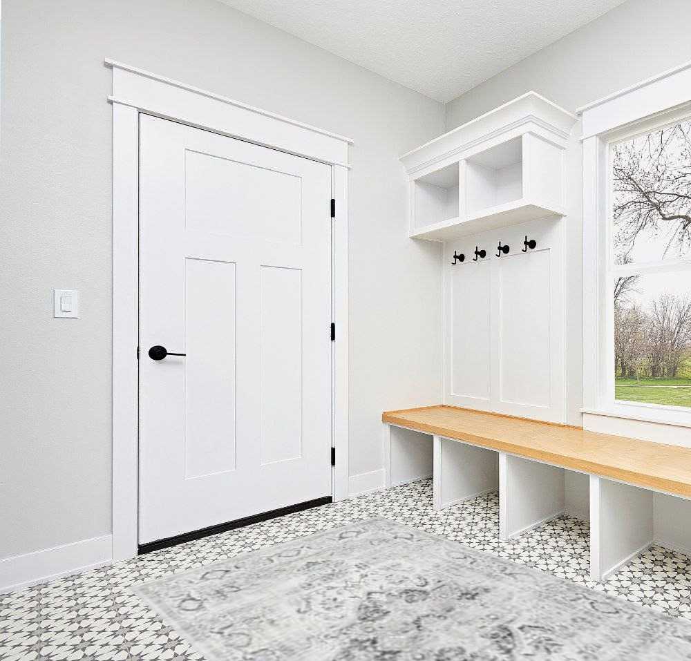 Rug ideas in White Modern Entryway