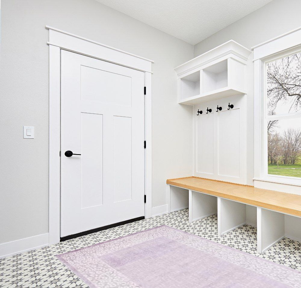 Rug ideas in White Modern Entryway