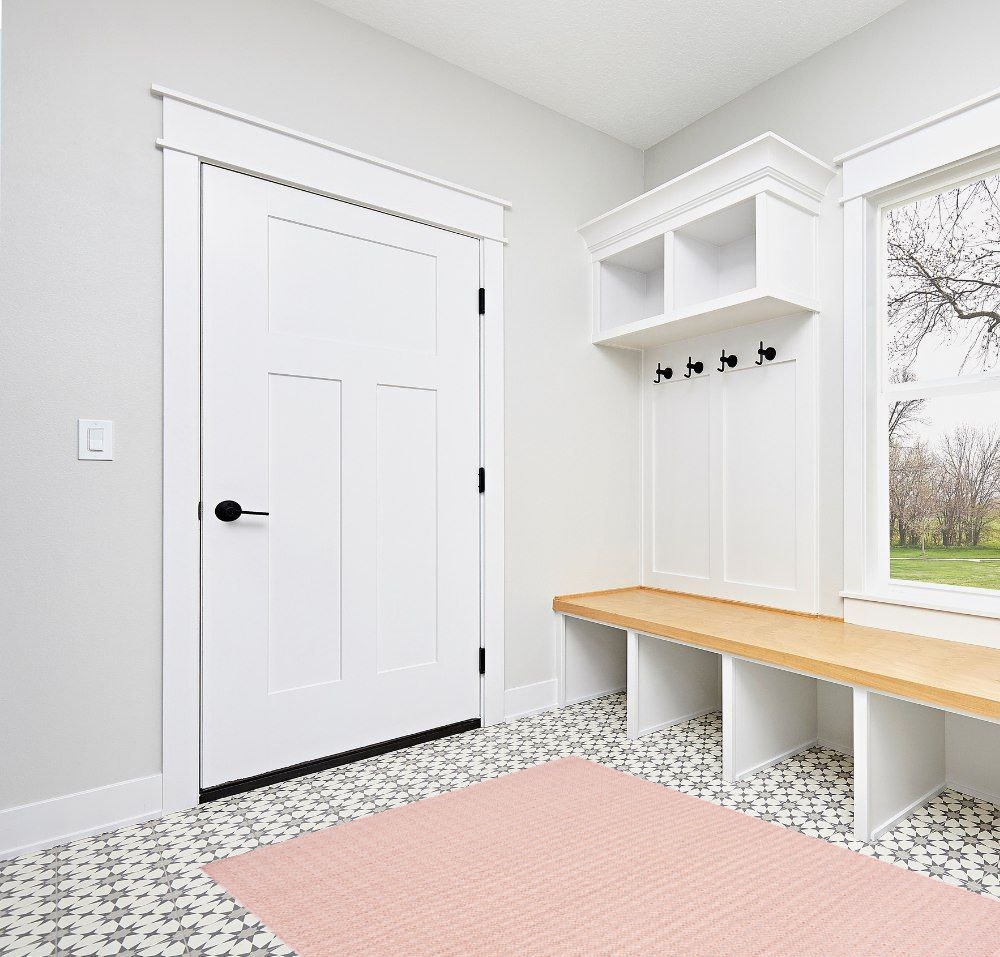 Rug ideas in White Modern Entryway