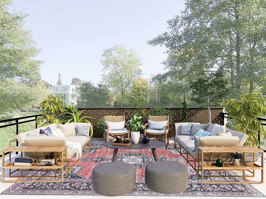 Boho rug ideas in Scandinavian Modern Patio