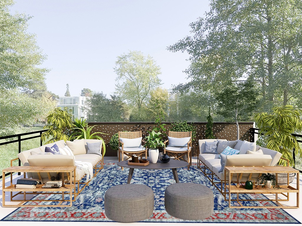 Farmhouse rug ideas in Scandinavian Modern Patio