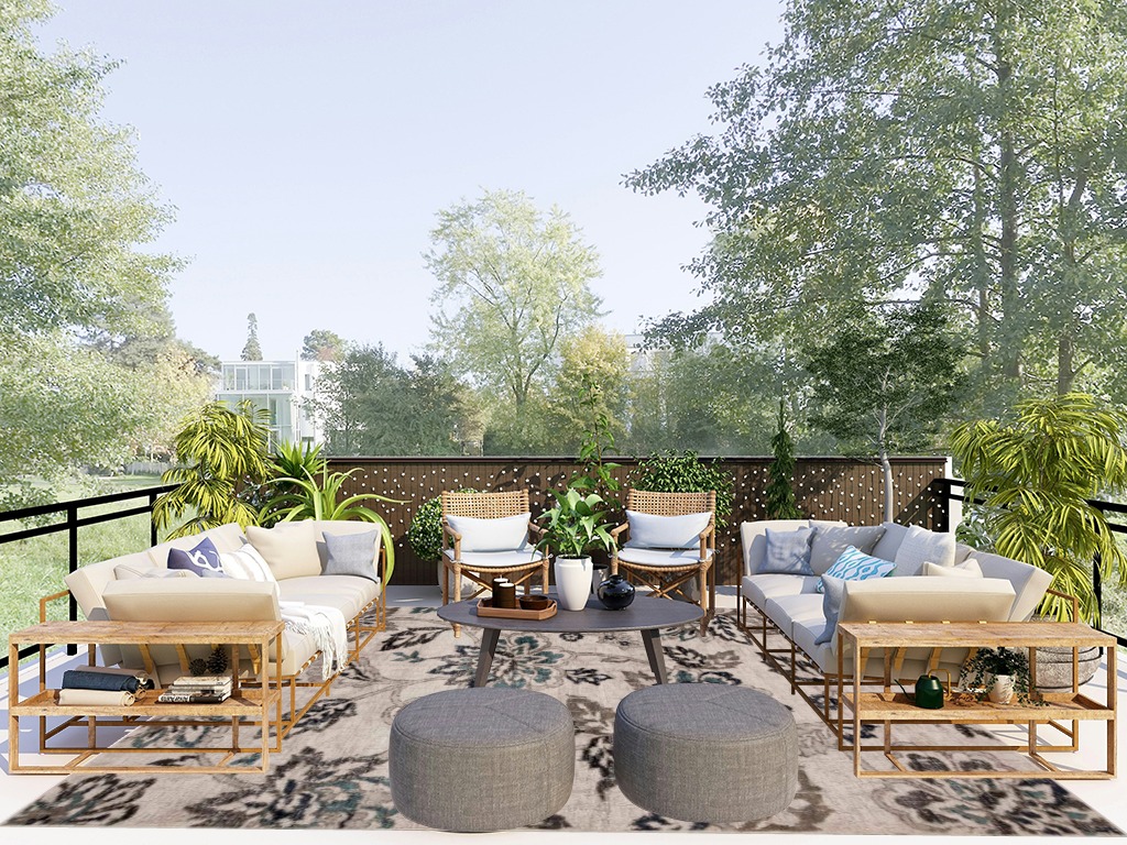 Farmhouse rug ideas in Scandinavian Modern Patio