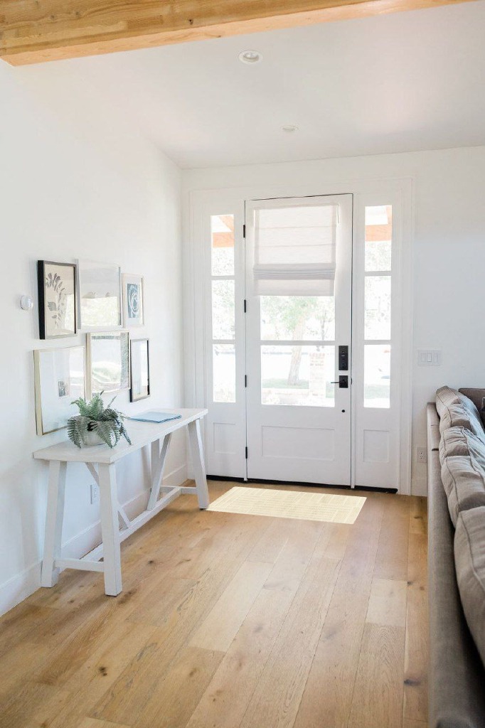 Farmhouse rug ideas in White Scandinavian Entryway