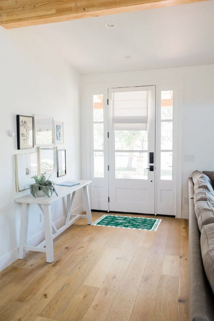 Entryway rug ideas in White Scandinavian Entryway