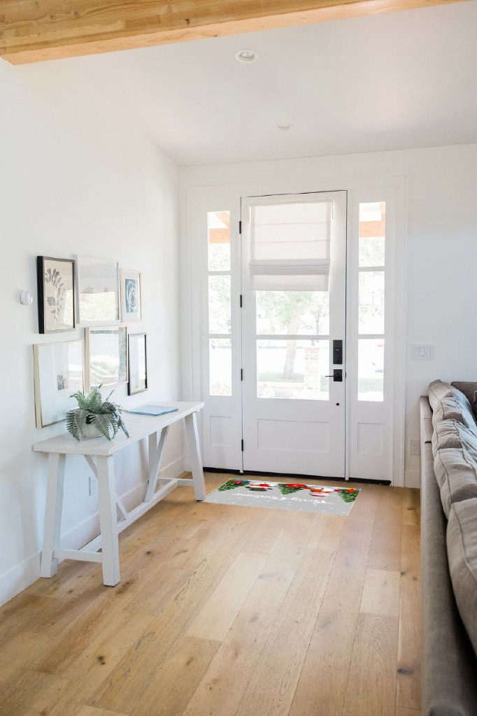Entryway rug ideas in White Scandinavian Entryway