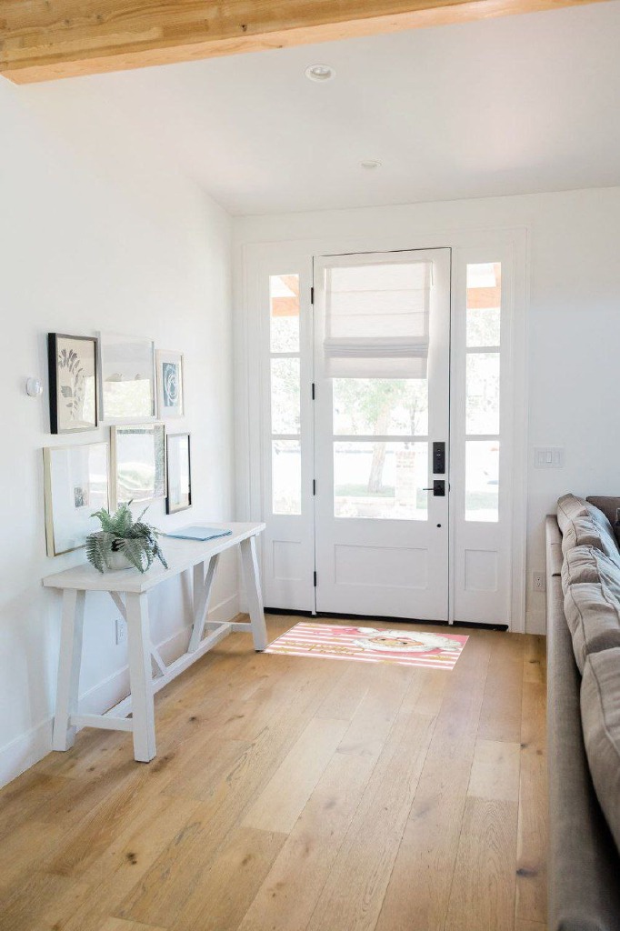 Entryway rug ideas in White Scandinavian Entryway
