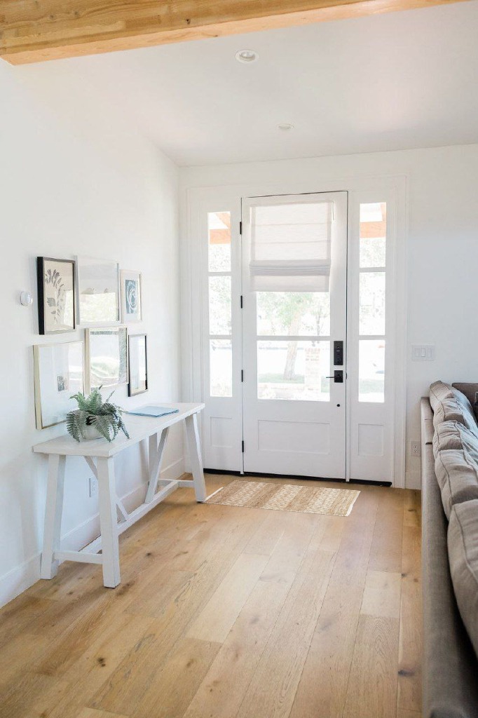 Farmhouse rug ideas in White Scandinavian Entryway
