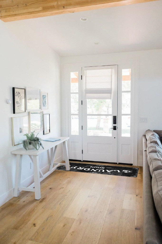 Rug ideas in White Scandinavian Entryway