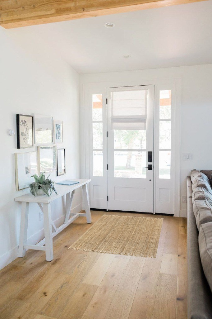 Farmhouse rug ideas in White Scandinavian Entryway