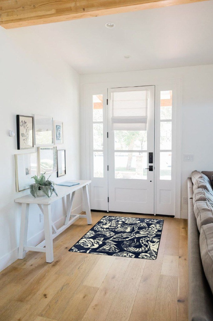 Rug ideas in White Scandinavian Entryway