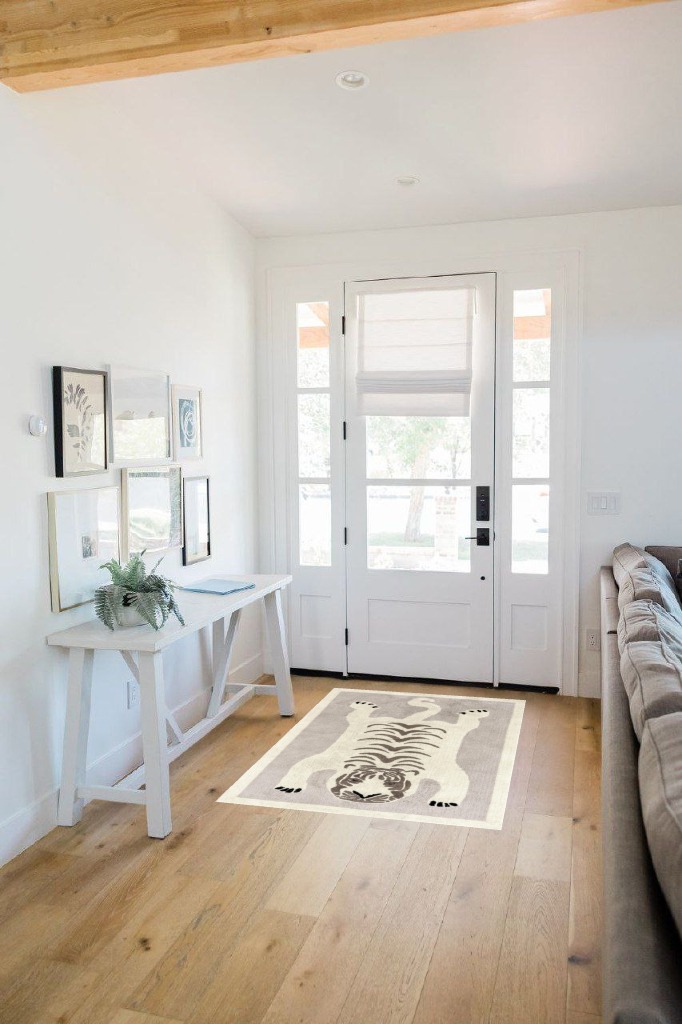 Entryway rug ideas in White Scandinavian Entryway