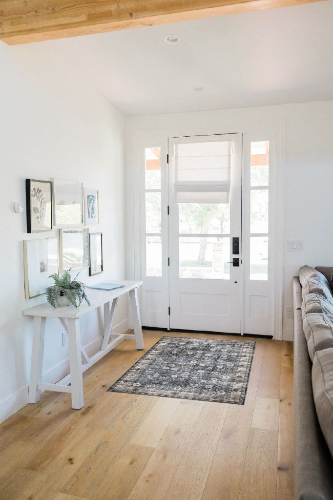 Farmhouse rug ideas in White Scandinavian Entryway