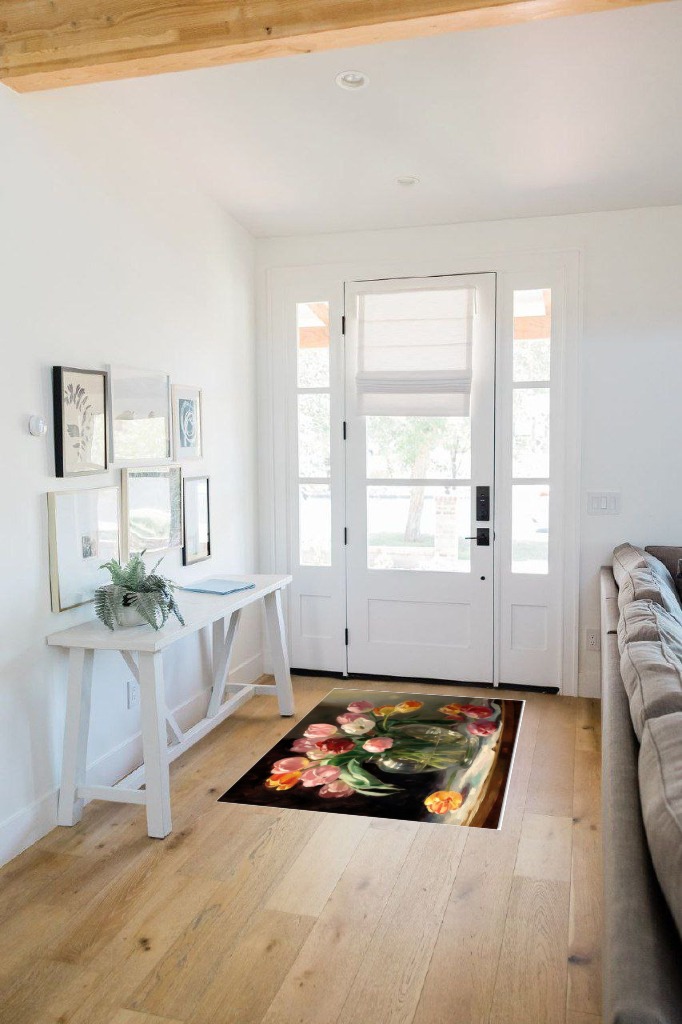 Rug ideas in White Scandinavian Entryway
