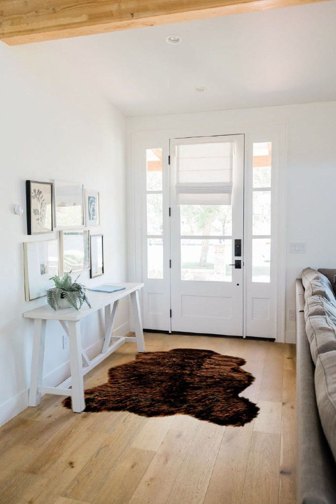 Bear rug ideas in White Scandinavian Entryway