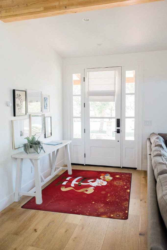 Christmas rug ideas in White Scandinavian Entryway