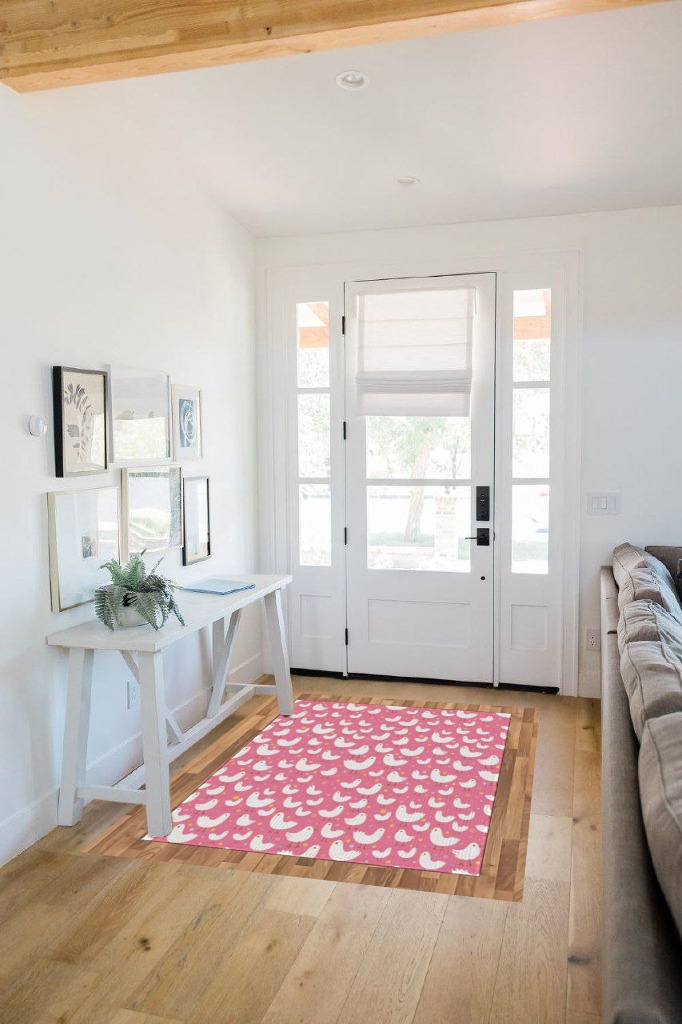 Small powder room rug ideas in White Scandinavian Entryway
