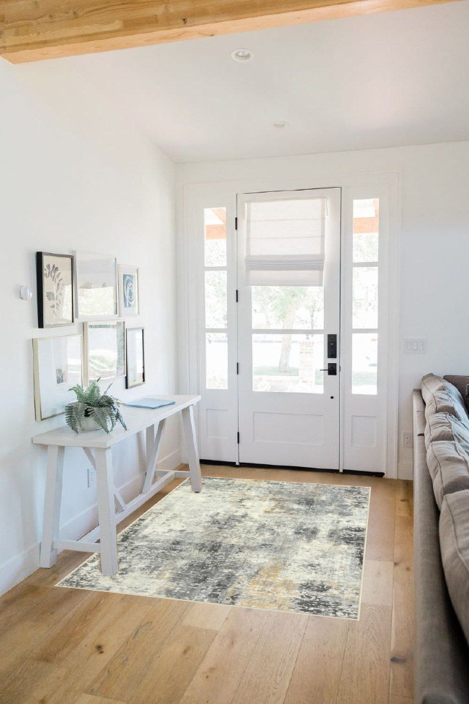 Entryway rug ideas in White Scandinavian Entryway