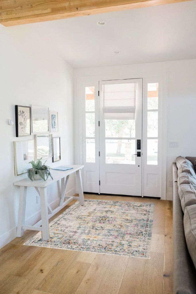 Boho rug ideas in White Scandinavian Entryway