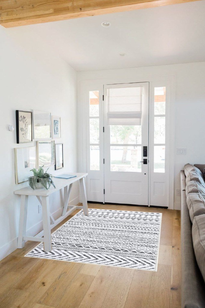 Rug ideas in White Scandinavian Entryway