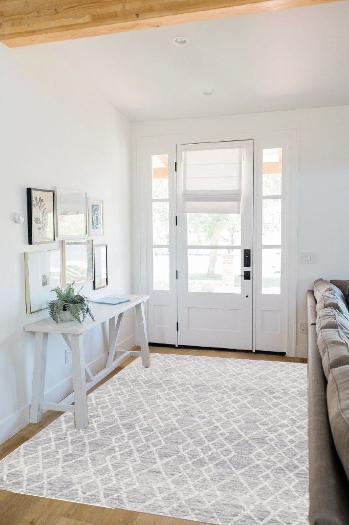Safavieh 5x8, Blue Rug in White Modern Entryway Room