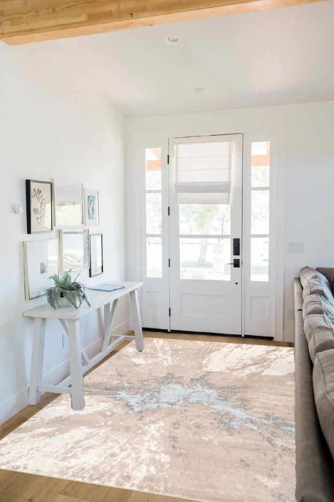 Modern area rug ideas in White Scandinavian Entryway
