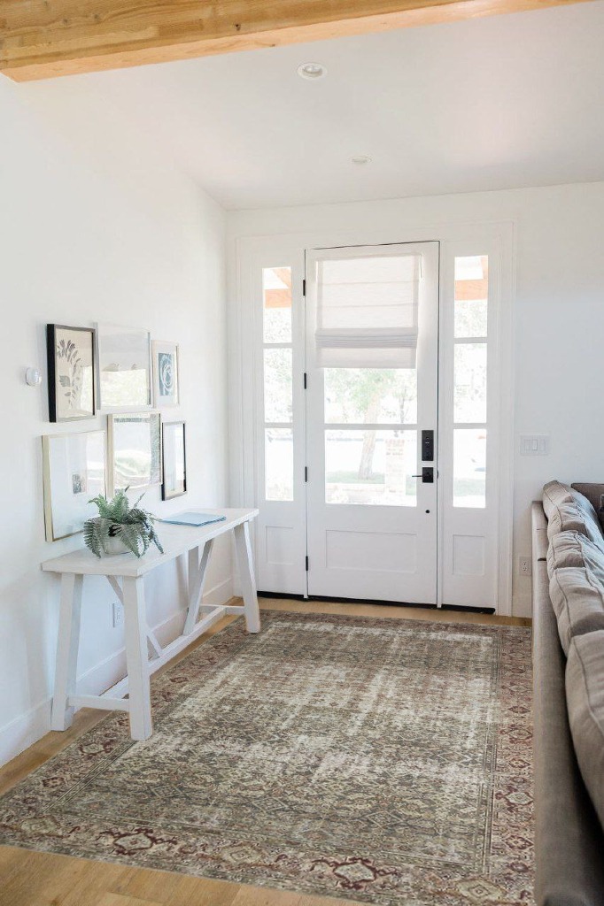 Entryway rug ideas in White Scandinavian Entryway