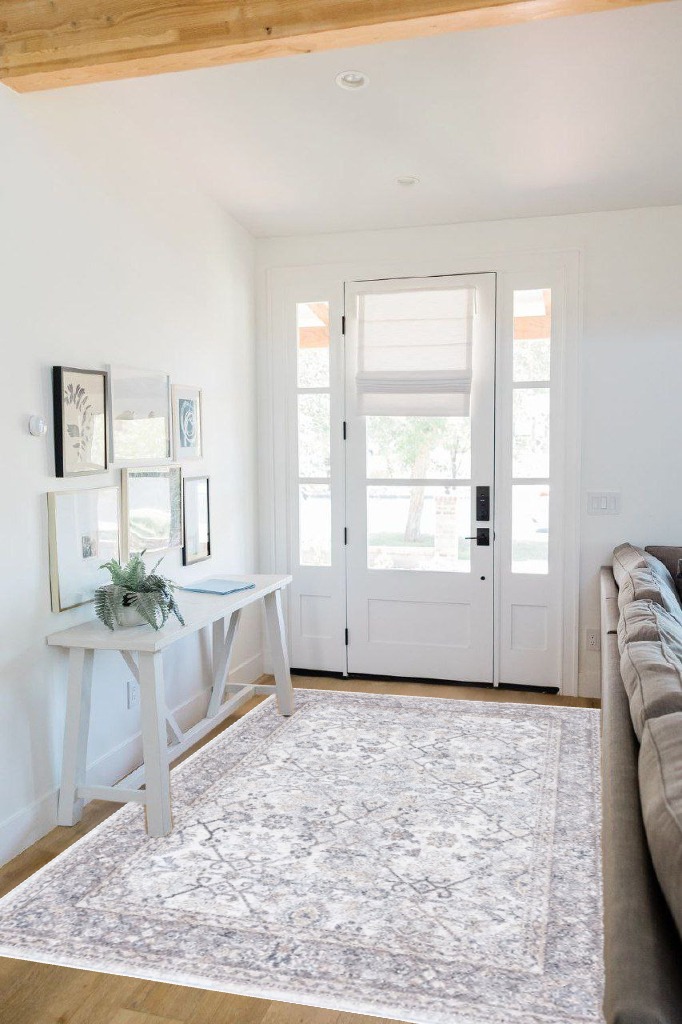 Rug ideas in White Scandinavian Entryway