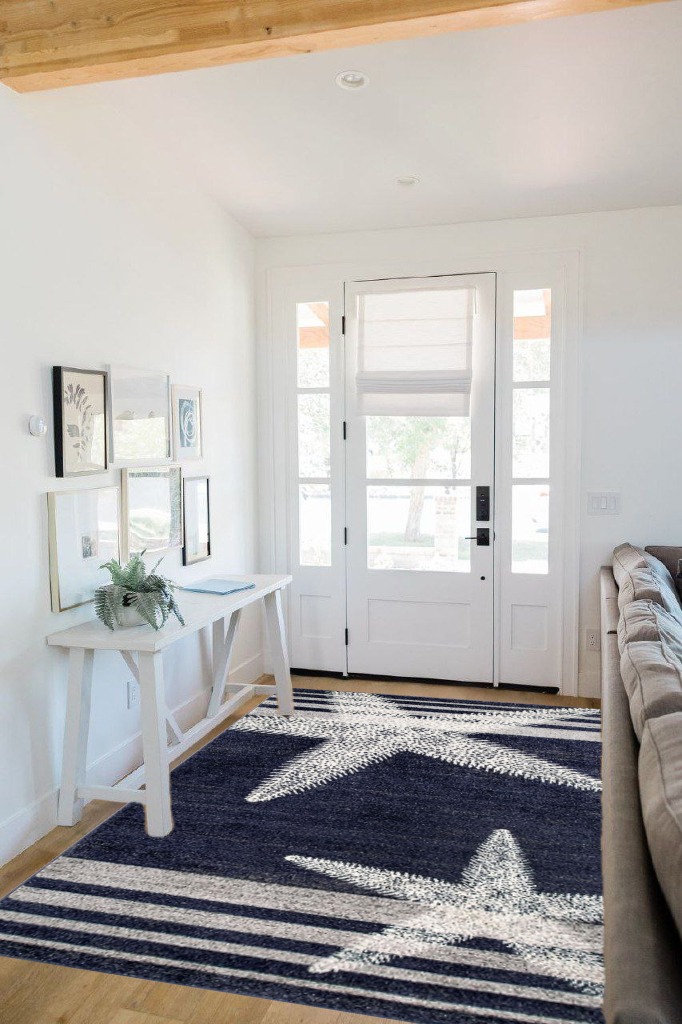 Rug ideas in White Scandinavian Entryway