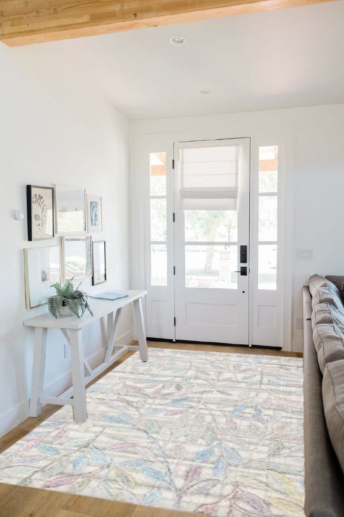 SAFAVIEH South Hampton Collection 5' x 8' Purple / Blue SHA302V Handmade Botanical Wool Area Rug in White Scandinavian Entryway