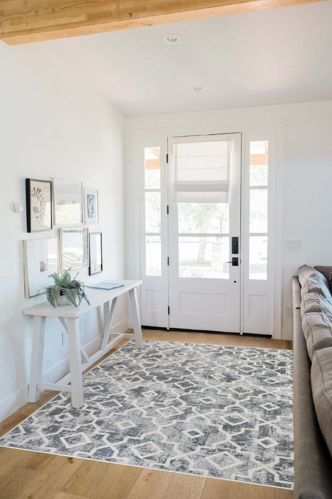 Rug ideas in White Scandinavian Entryway
