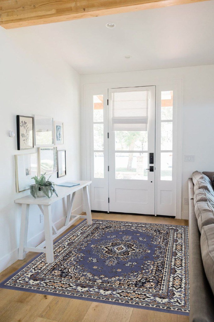 Rug ideas in White Scandinavian Entryway
