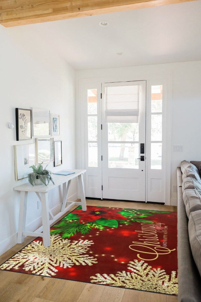Christmas rug ideas in White Scandinavian Entryway