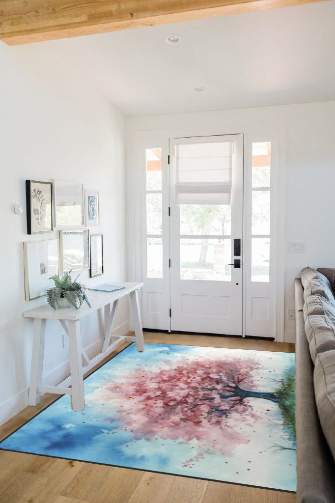 Rug ideas in White Scandinavian Entryway