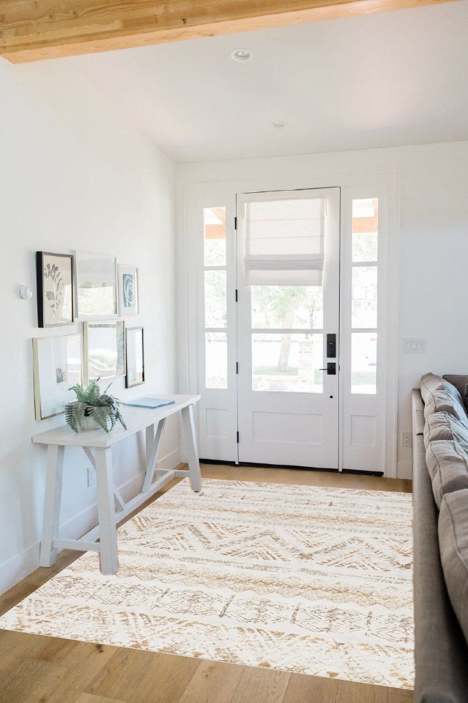 Boho rug ideas in White Scandinavian Entryway