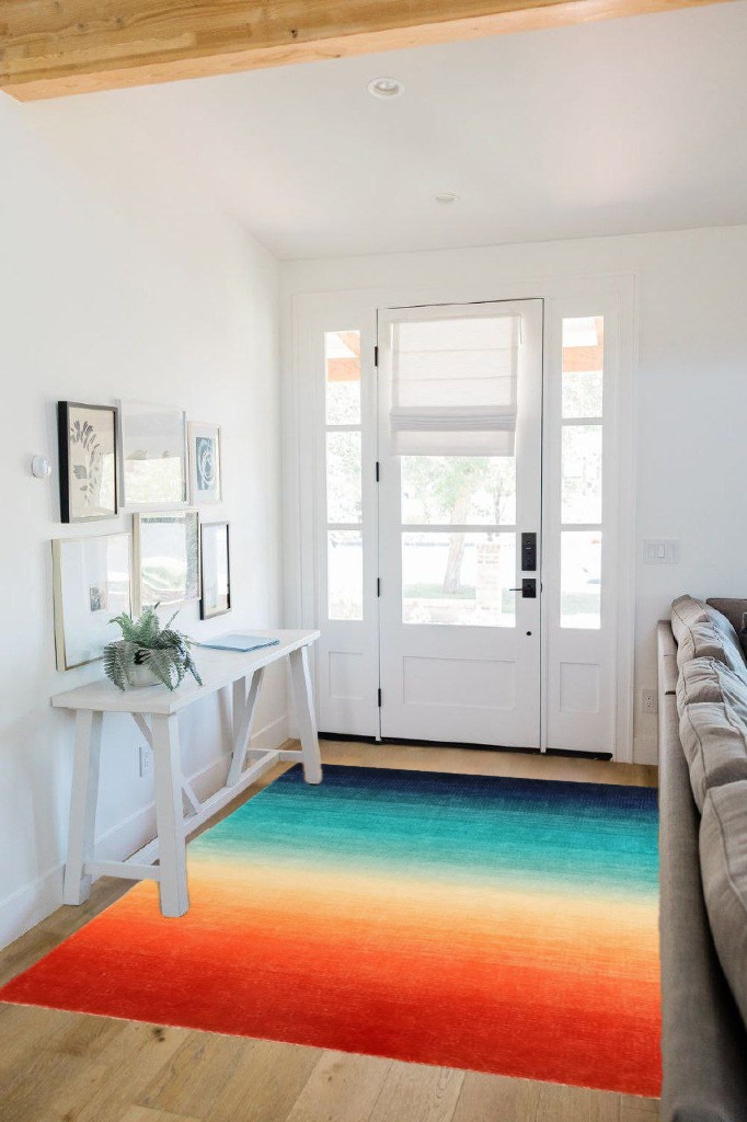Modern area rug ideas in White Scandinavian Entryway