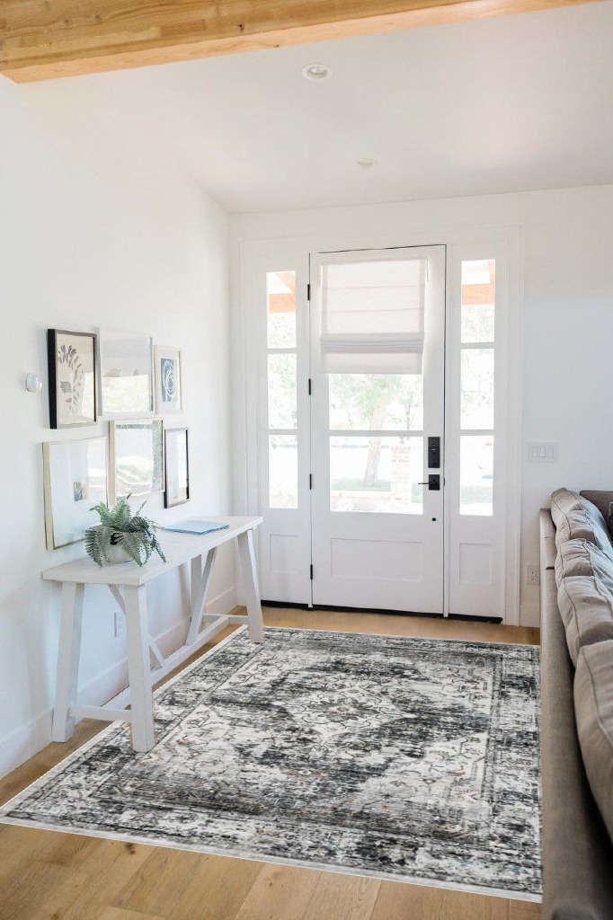 Rug ideas in White Scandinavian Entryway