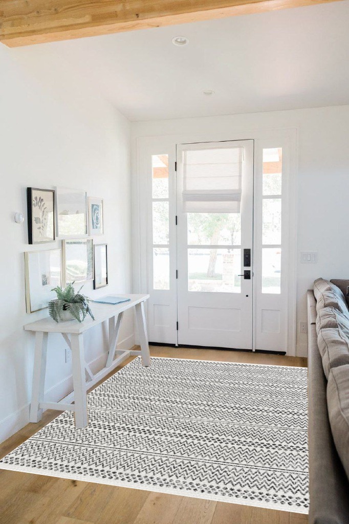 Boho rug ideas in White Scandinavian Entryway