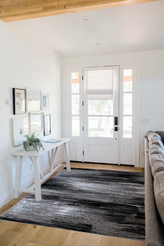 Masada Rugs, Modern Contemporary Area Rug, Grey Black White (5 Feet x 7 Feet) in White Scandinavian Entryway