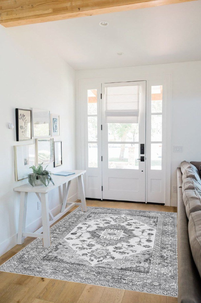 Rug ideas in White Scandinavian Entryway