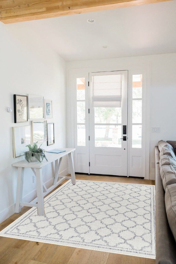 Rug ideas in White Scandinavian Entryway