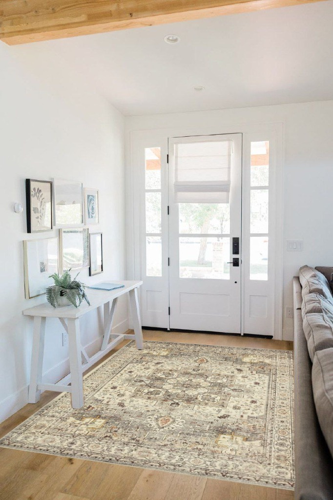 Rug ideas in White Scandinavian Entryway