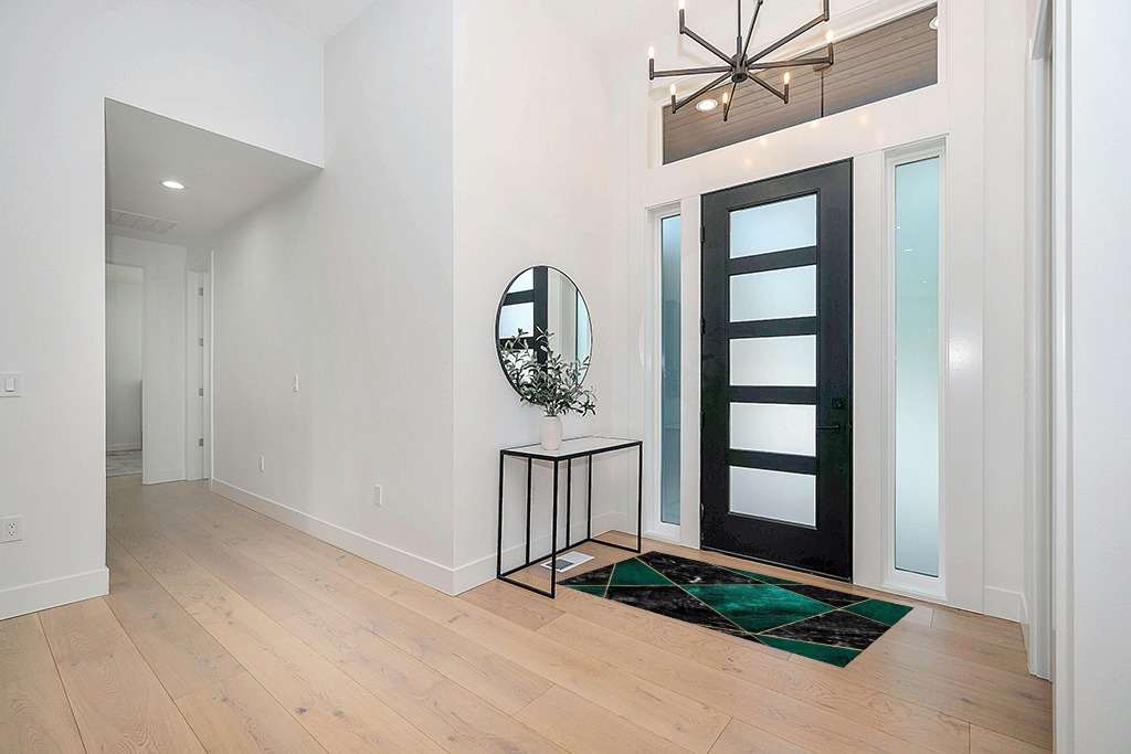 Rug ideas in Modern White Entryway