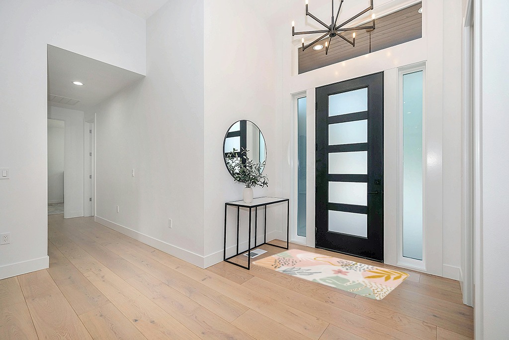 Boho rug ideas in Modern White Entryway