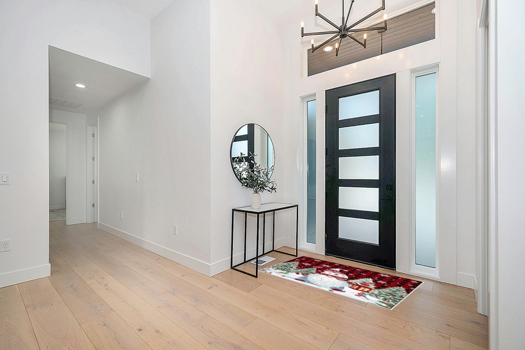 Entryway rug ideas in Modern White Entryway