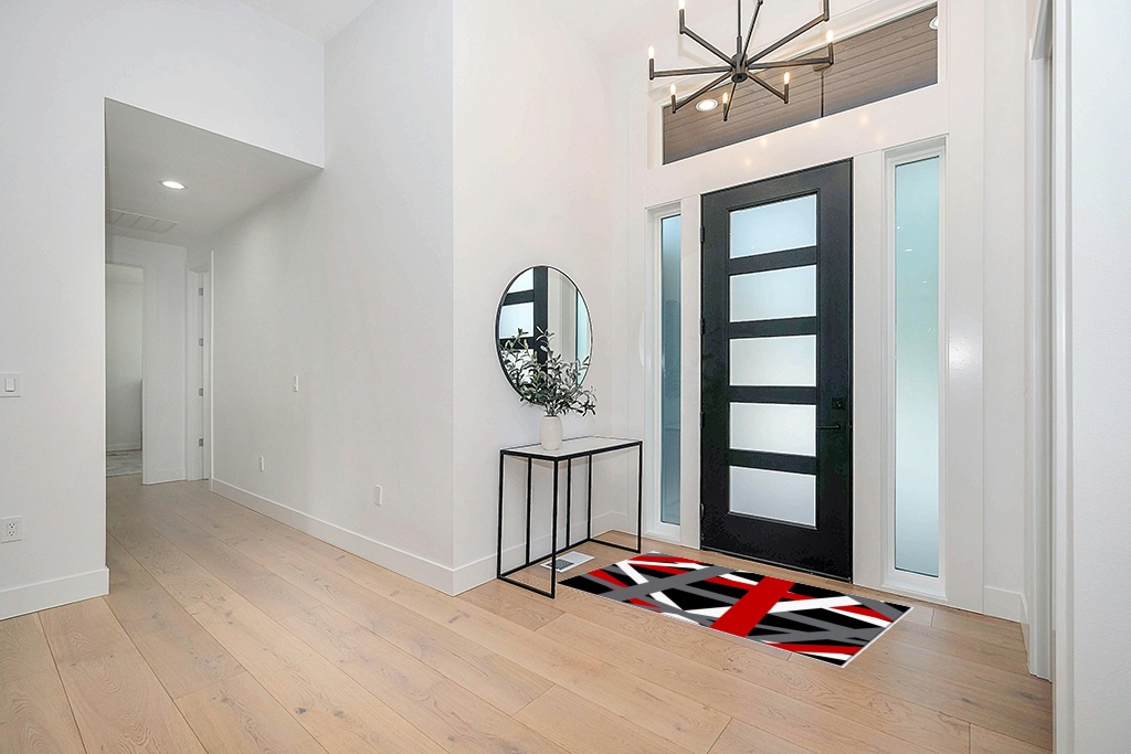 Entryway rug ideas in Modern White Entryway