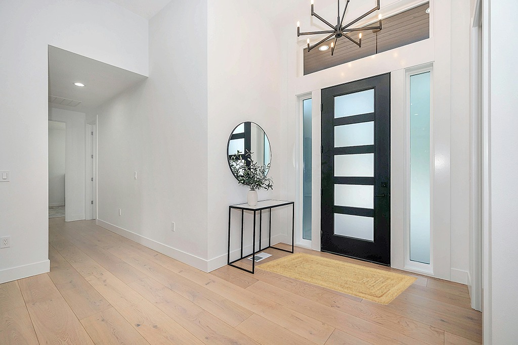 Rug ideas in Modern White Entryway