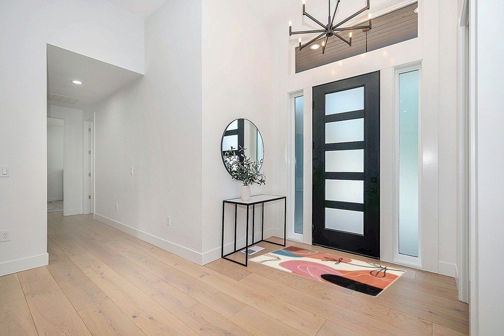 Entryway rug ideas in Modern White Entryway