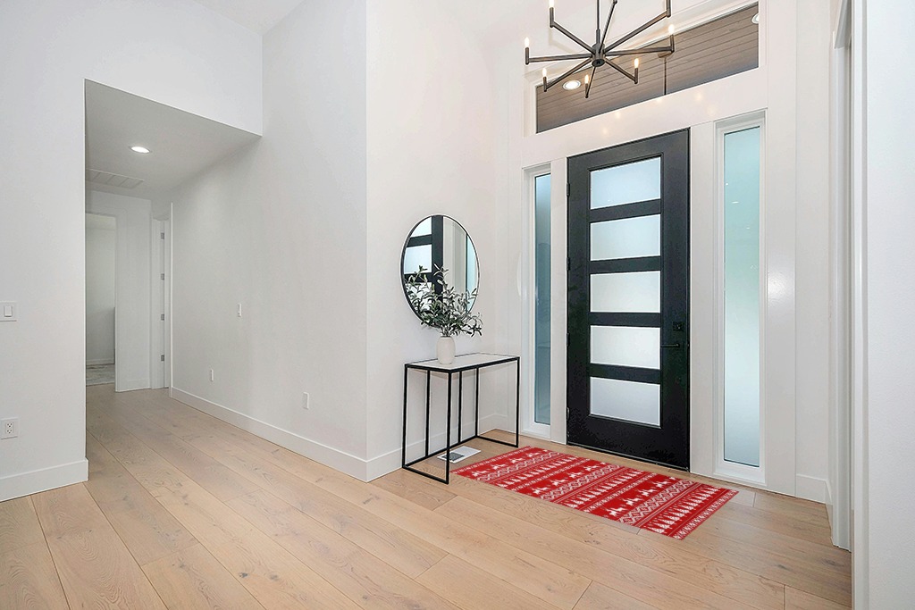 Entryway rug ideas in Modern White Entryway