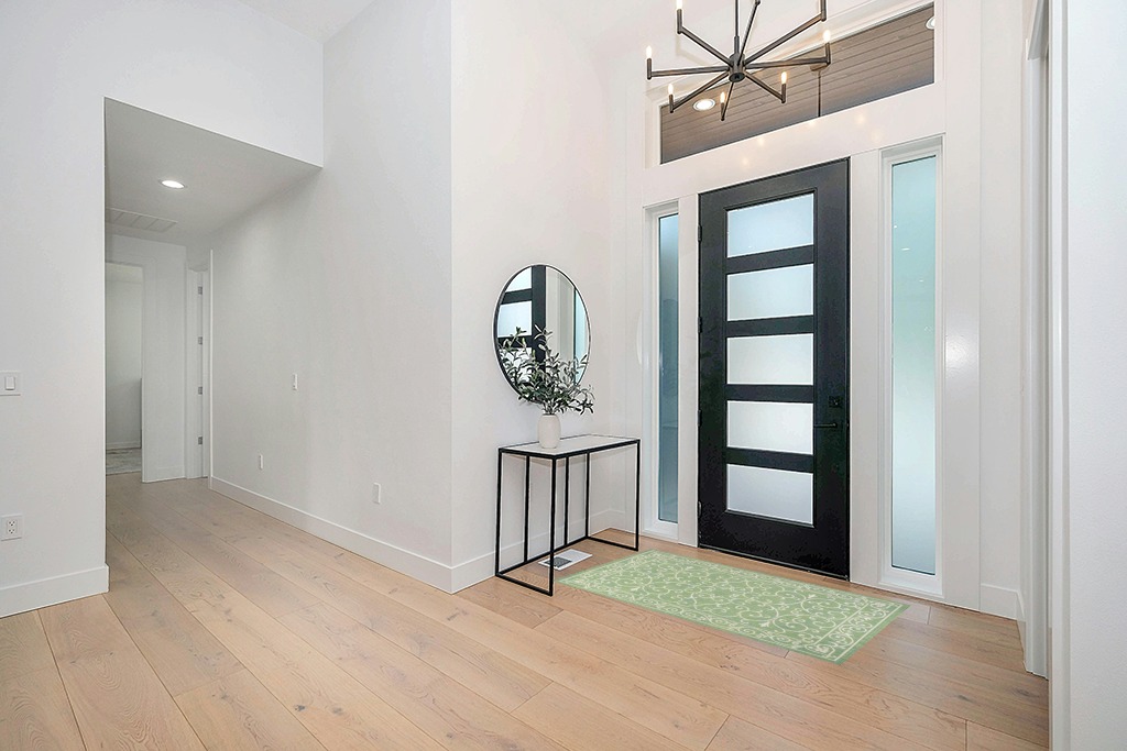 Rug ideas in Modern White Entryway