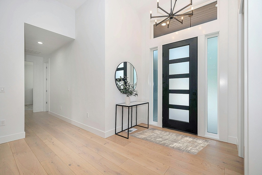 Rug ideas in Modern White Entryway